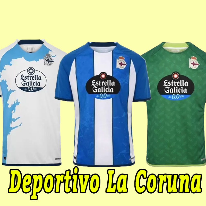 

22 23 Deportivo La Coruna Soccer Jerseys Coruna Mens ALEX B. JUERGEN QUILES DONCEL Home Blue White Away Black Football Shirt 2022 2023, Away+patch