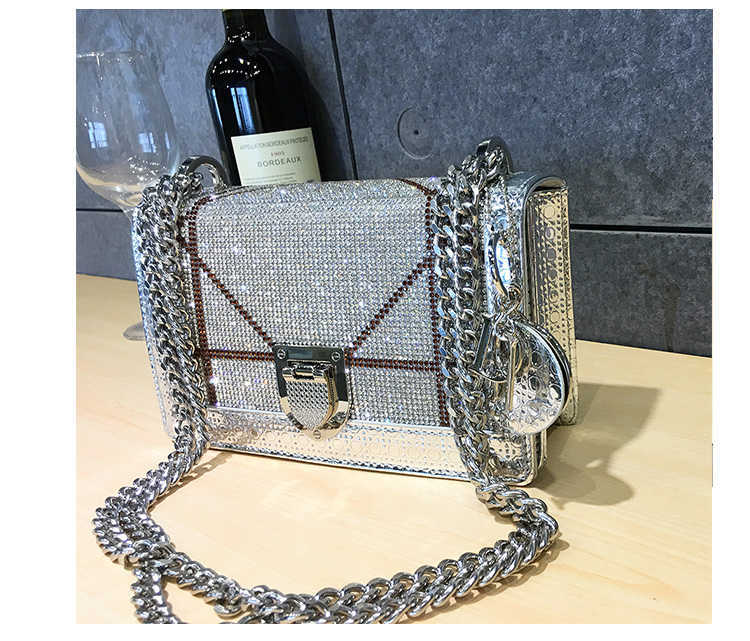 

Evening Bags Designer-purse hook 2020 New Diamond Fashion Leather Shoulder Messenger Clutches Bag Casual Chain High Quality Handbags Women, Black