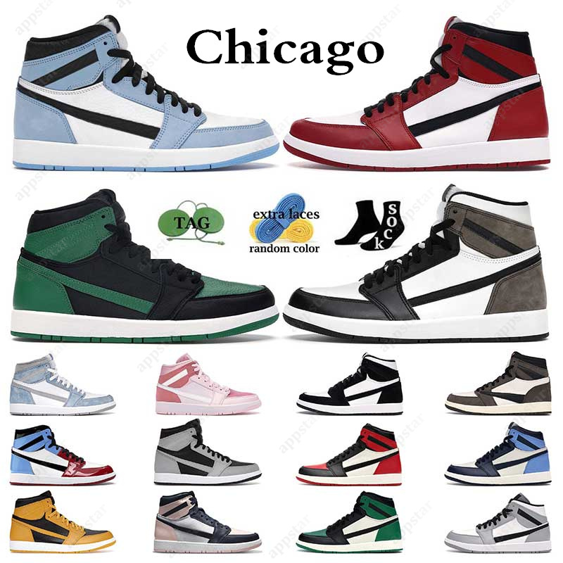 

men basketball shoes 1s Jumpman 1 University Blue Dark Mocha Hyper Royal mens trainers Chicago sports sneakers Digital Pink GAI, 27