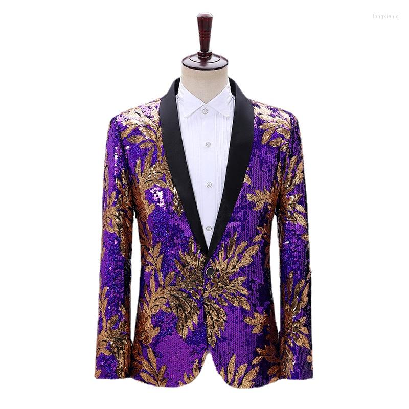 

Men's Suits Men's Color Changing Sequin Dress Single Top Suit Dance Casual Matching Four Seasons Fast Costumes Blazers For Men, Purple