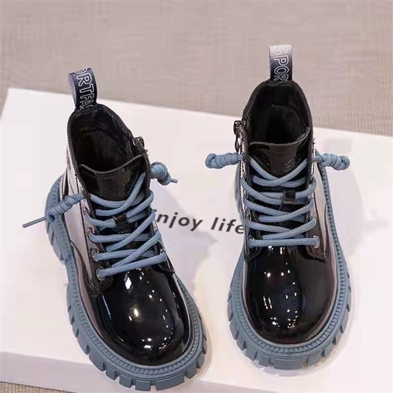 

Boots Winter Children Shoes PU Leather Waterproof Ankle Kids Snow Brand Girls Boys Rubber Fashion Sneakers 221012, Blue