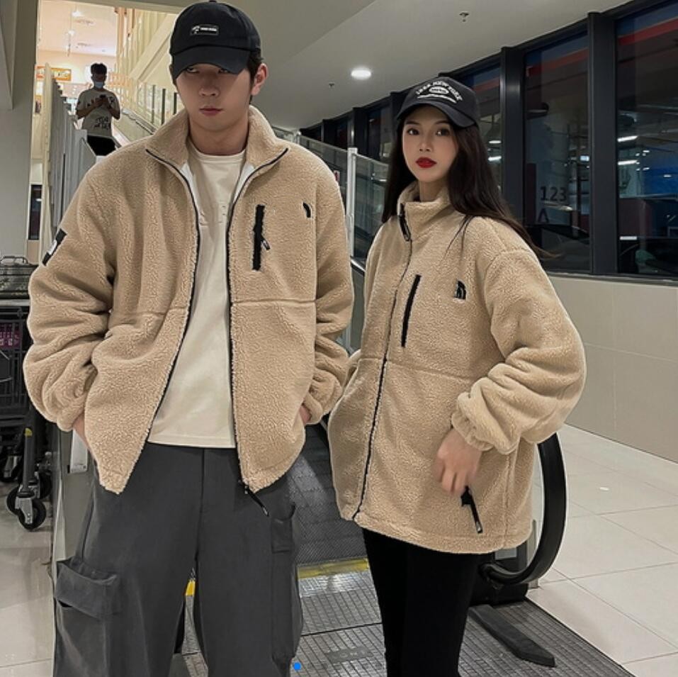 

Designer 21SS Men's women Cashmere jacket Tech fleece Coat thick warm down classic Retro antumn winter couple models lamb cashmere men women clothing, Khaki