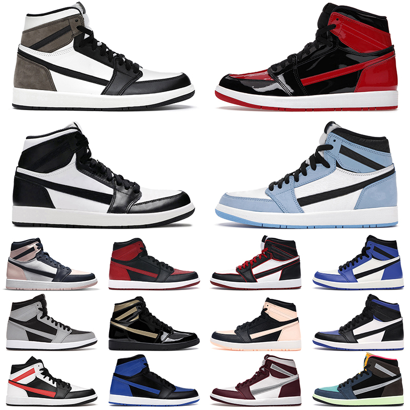 

2023 Jumpman 1 Basketball Shoes Men Women 1s Bred Patent Dark Mocha University Blue Bordeaux Atmosphere Black Royal Mens Trainers Outdoor Sports Sneakers GAI