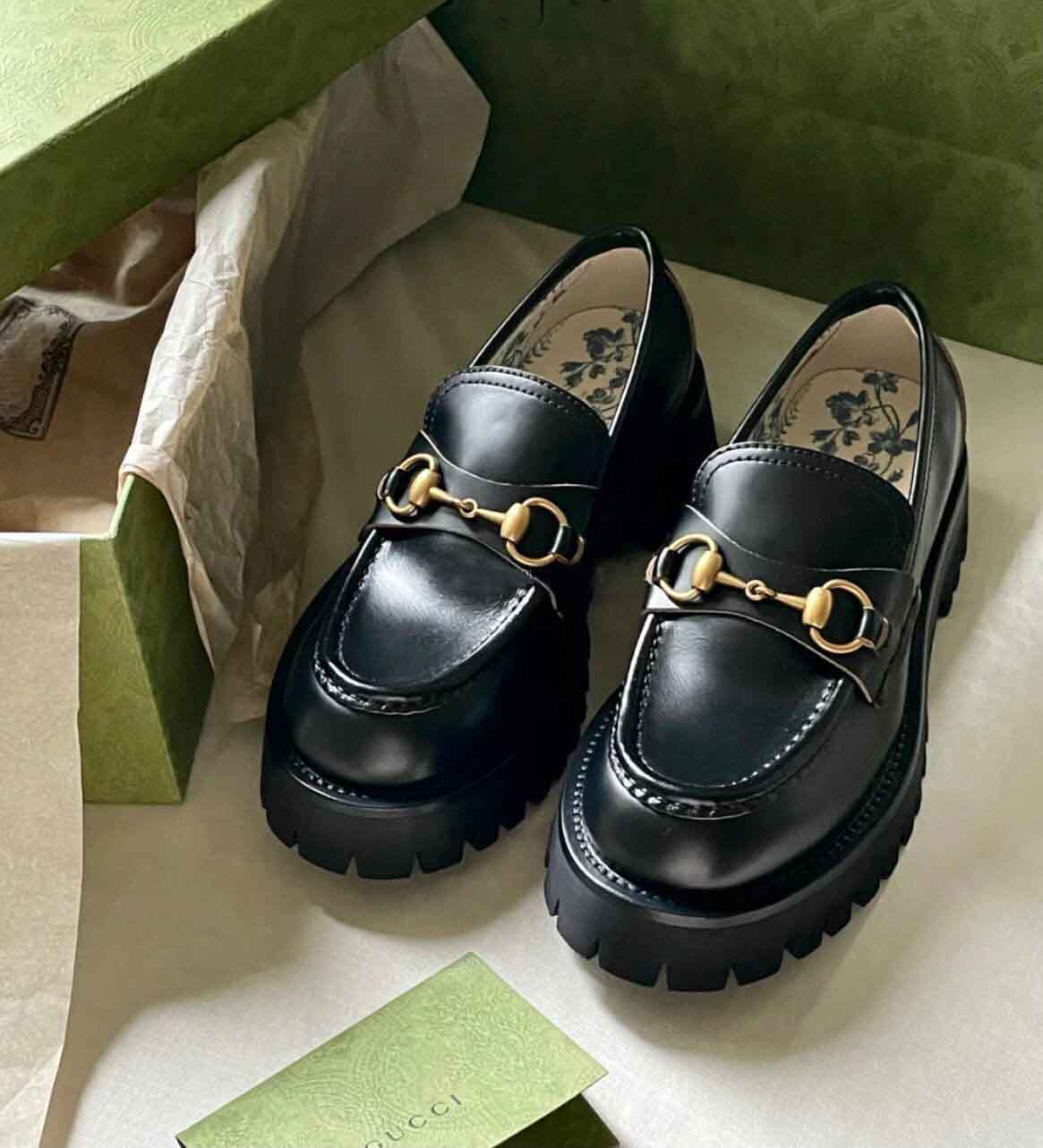 Top Luxury Horsebit Loafer Casual Shoes Women's House Moccasins Gold-toned Lug Sole Embroidery Bee Famous Footwear Lady Comfort Walking EU35-40
