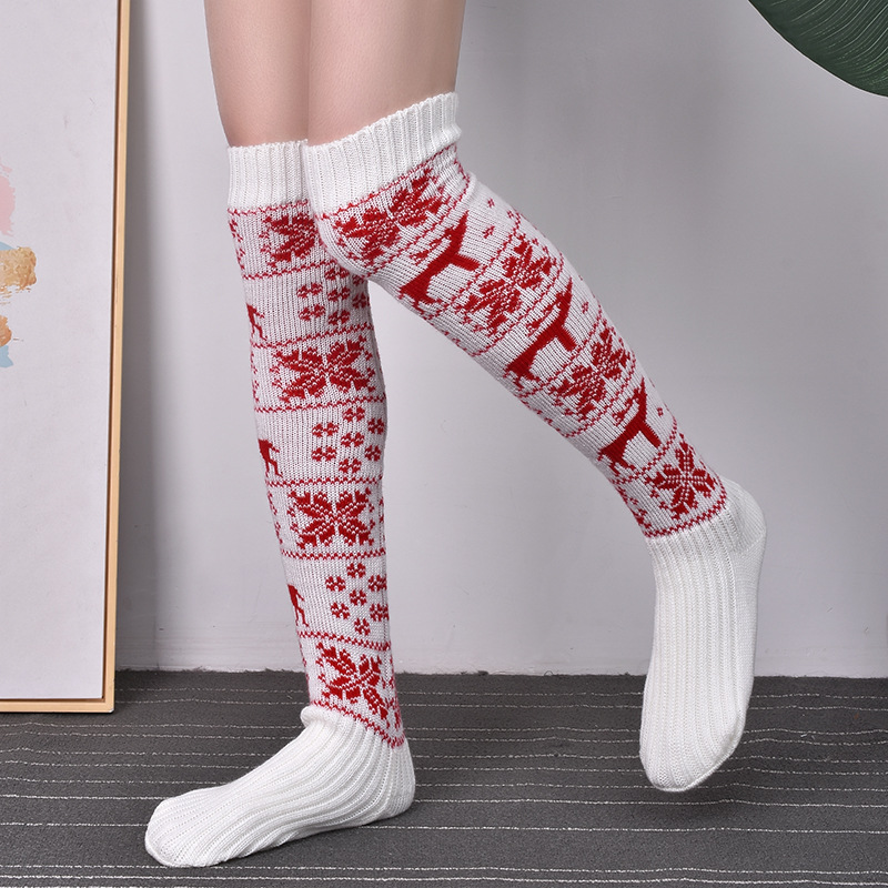 

Christmas socks Women's Long Knitted Stocking For Girls Ladies Women Winter Knit Sock Thigh High Over The Knee stockings, Mix colors send