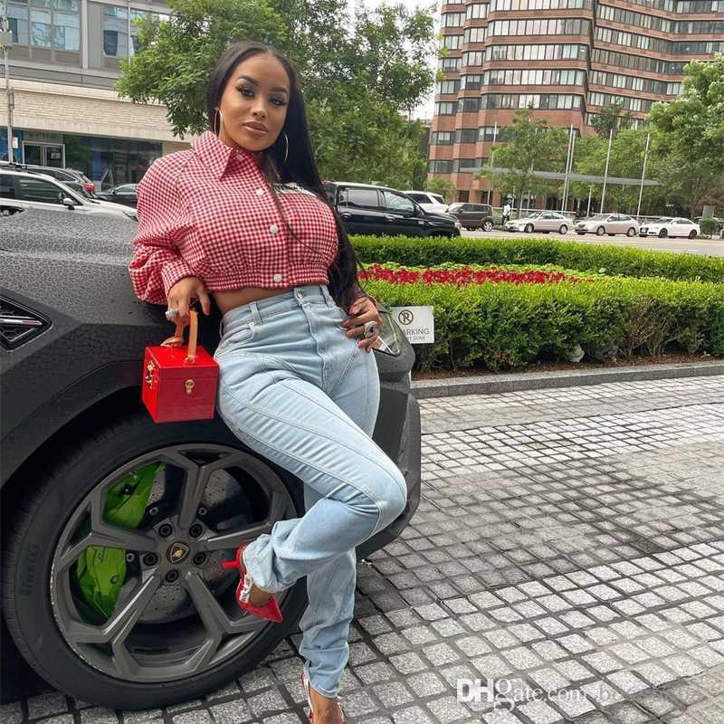 

Women Deaigner Plaid Coat Fashion Casual Loose Letter Print Cardigan Short Tops, Red