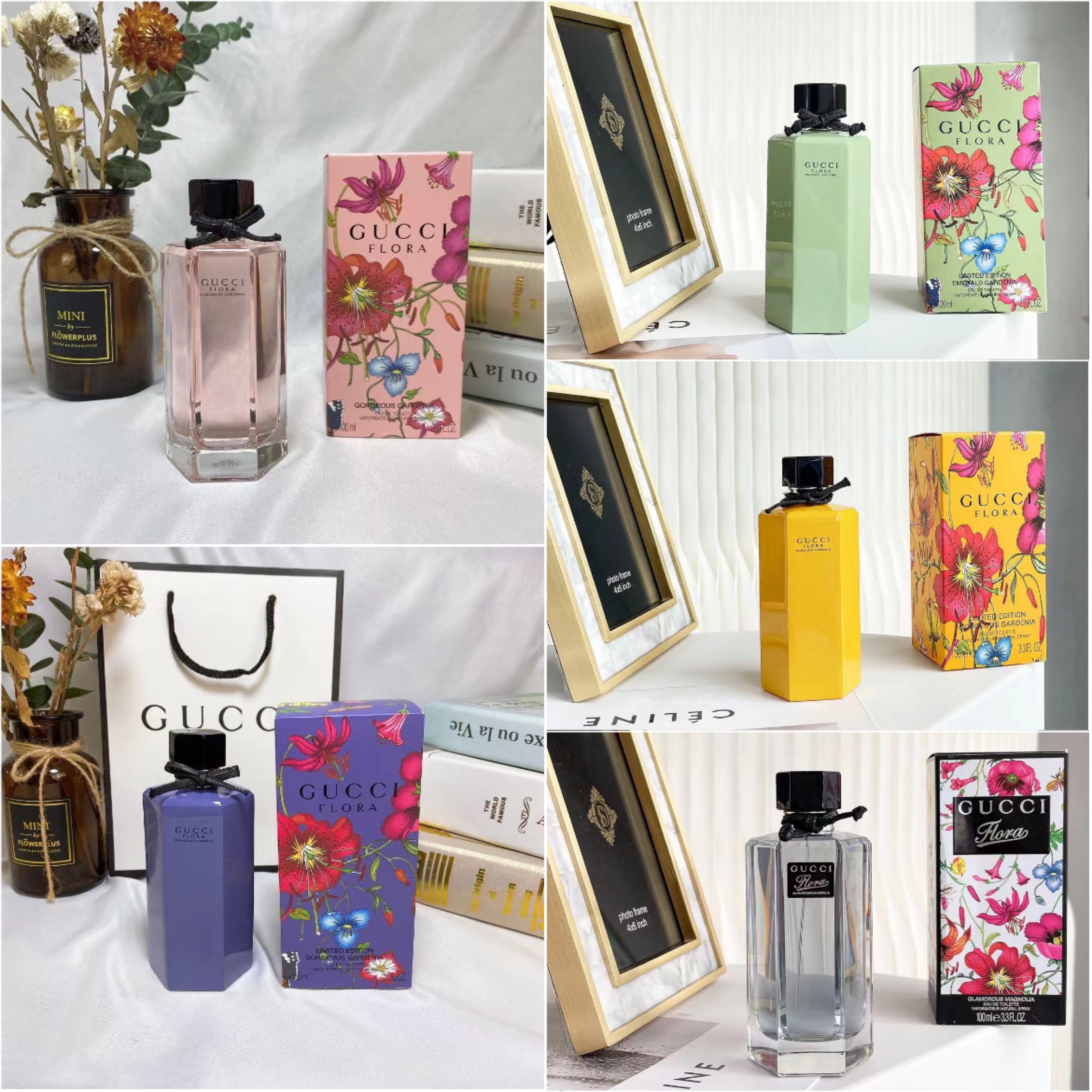 Dupe GUCCI Flora perfume 100ml Pink Yellow Green Grey Purple 5 fragrances All With Retail Box-image-809820563
