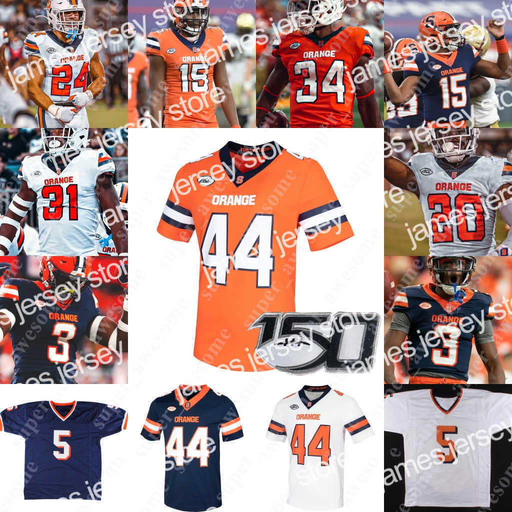 

American College Football Wear Syracuse Orange Football Jersey Garrett Shrader Sean Tucker Mikel Jones Oronde Gadsden II Marlowe Wax Carlos, Orange-150th