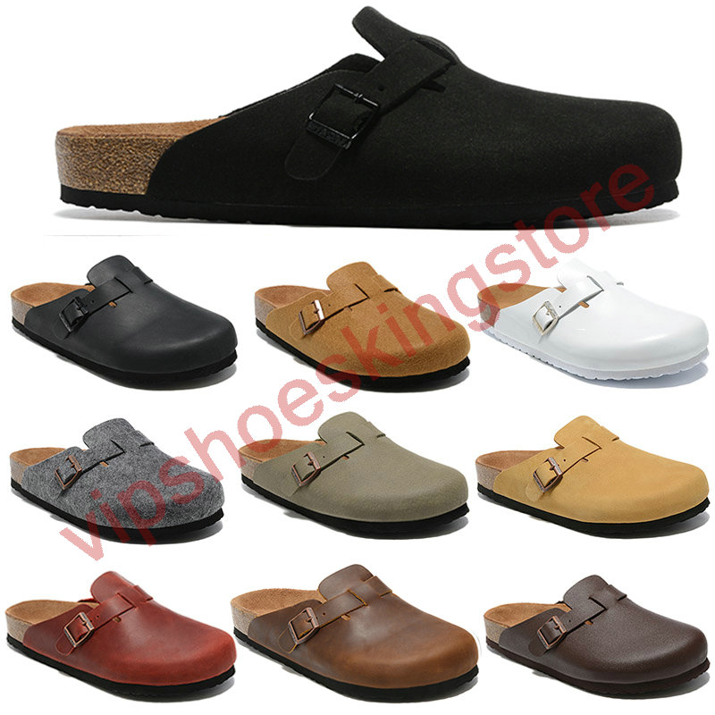 New designer Boston summer cork flat sandals Fashion designs leather slippers Favourite Beach sandals Casual shoes Clogs for Women Men bag head A