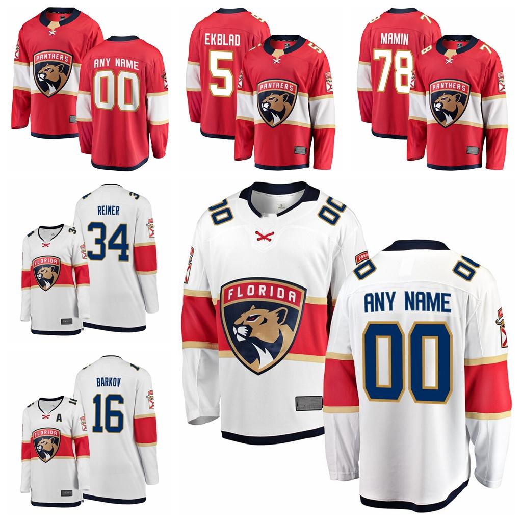 

College wear 2020 Florida Panthers Jonathan Huberdeau Roberto Jersey Luongo Aleksander Barkov Aaron Ekblad Mike Hoffman hockey jerseys Custo, White away