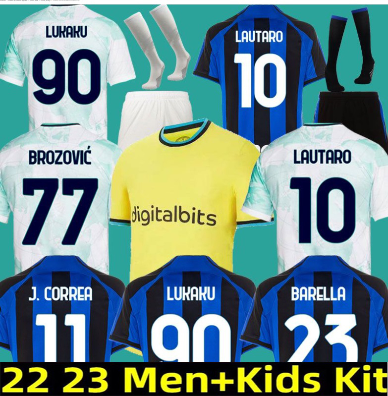 

LUKAKU home away soccer jerseys 21 22 23 Inter BARELLA VIDAL LAUTARO ERIKSEN ALEXIS DZEKO CORREA UNIFORMS football shirt 2022 2023 Milan kids kit blue third yellow