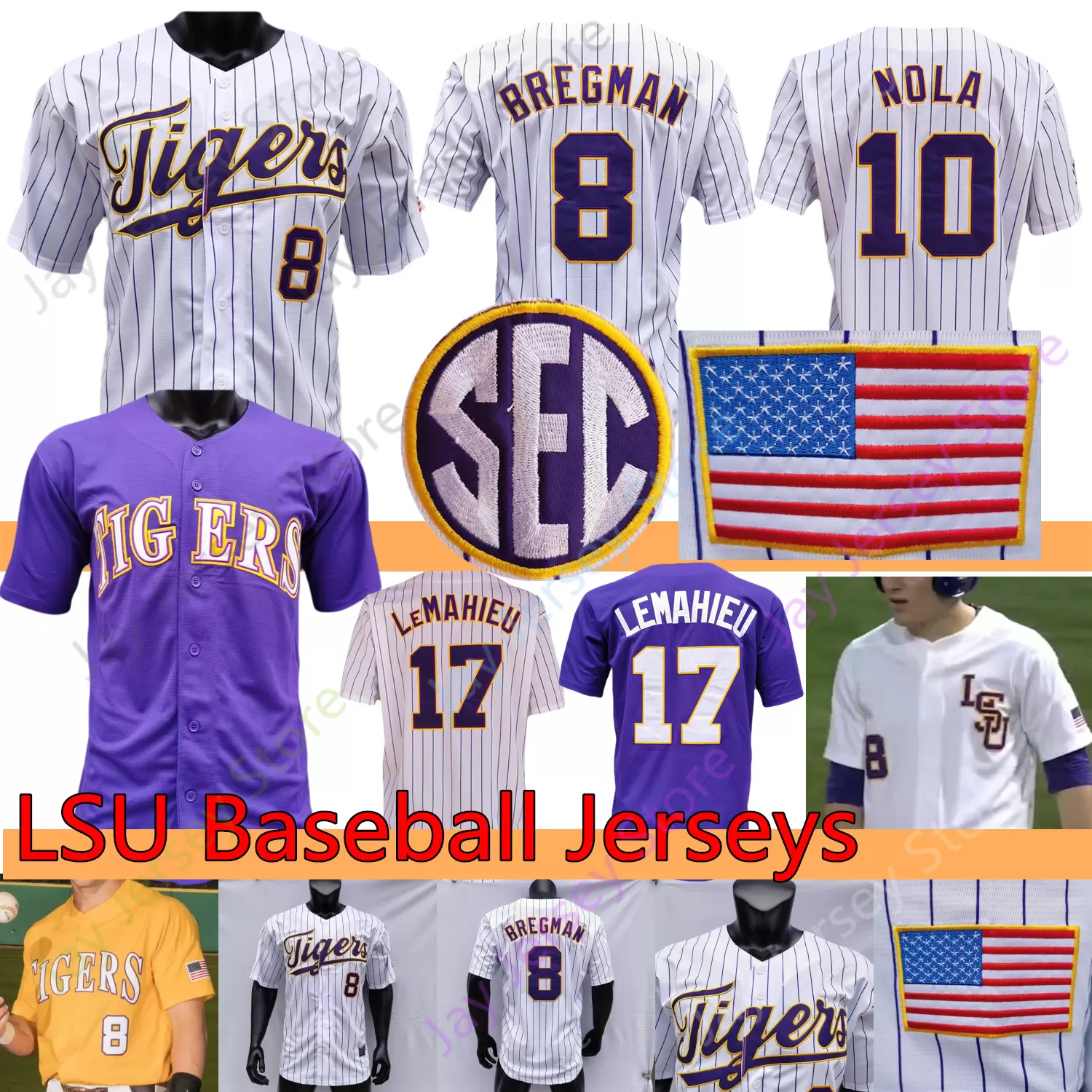 

College Baseball Wears Custom LSU Baseball Jersey NCAA Dylan Crews Giovanni DiGiacomo Daniel Cabrera DJ LeMahieu Aaron Nola Alex Breg, Yellow