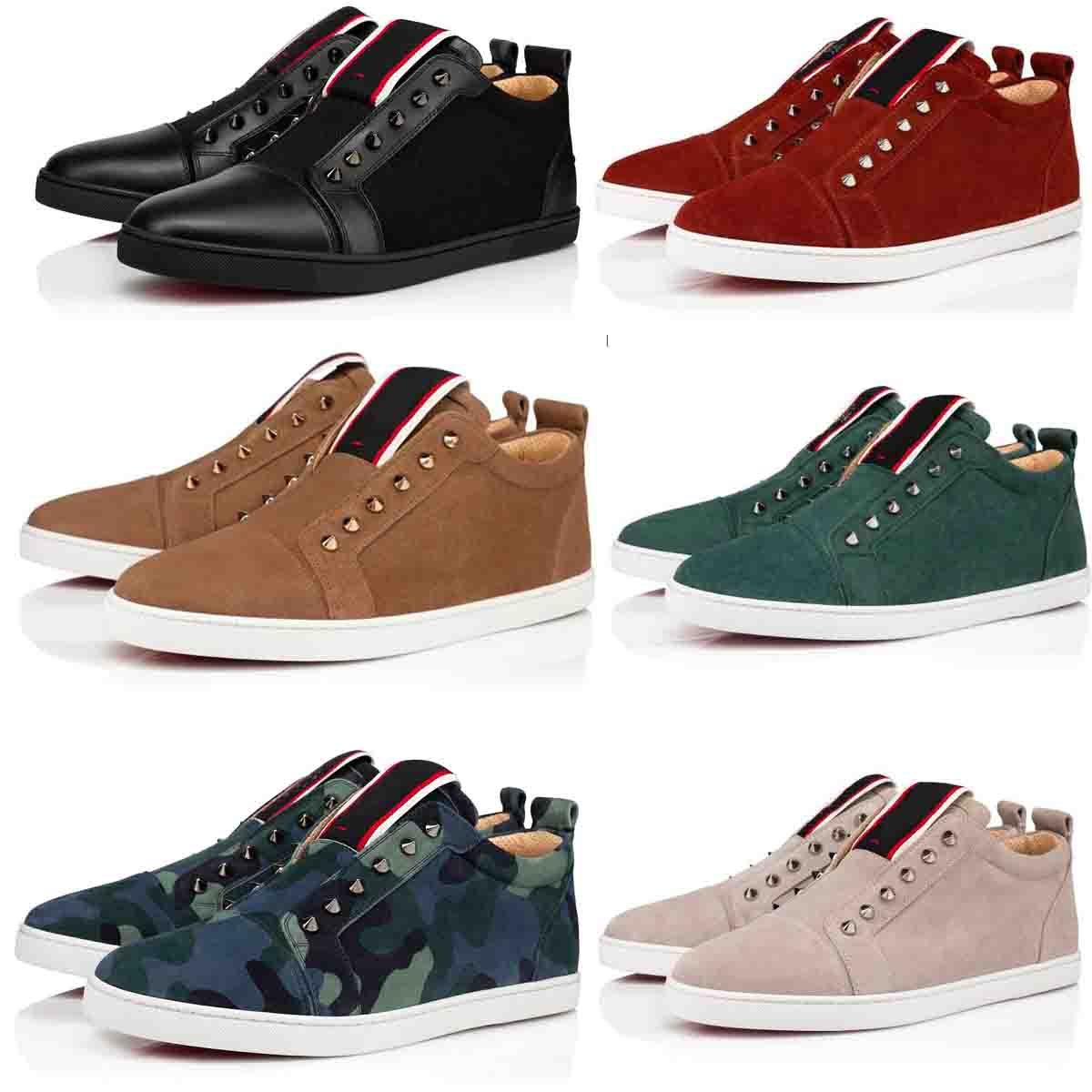 

Men women casual shoes red-soles spiked sneaker F.A.V Fique A Vontade Black Leather Trainers Leathers suede Low tops junior luxury designer with box