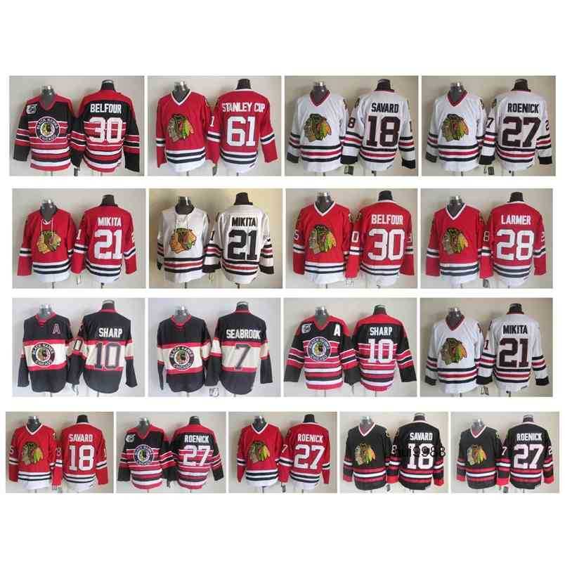 

95 Vintage Chicago Blackhawks Jersey 18 Denis Savard 27 Jeremy Roenick 28 Steve Larmer 30 Ed Belfour 61 Stanley Cup CCM Hockey Jerseys nhl's Jerseys, As pic