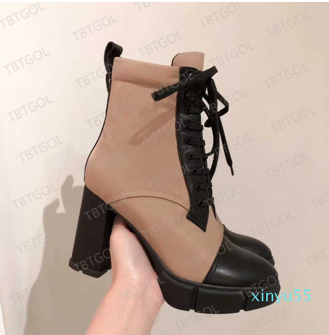 

Leather boots Combat Boots High Heel Winter Boot 7.5cm 9.5cm With Box NO256