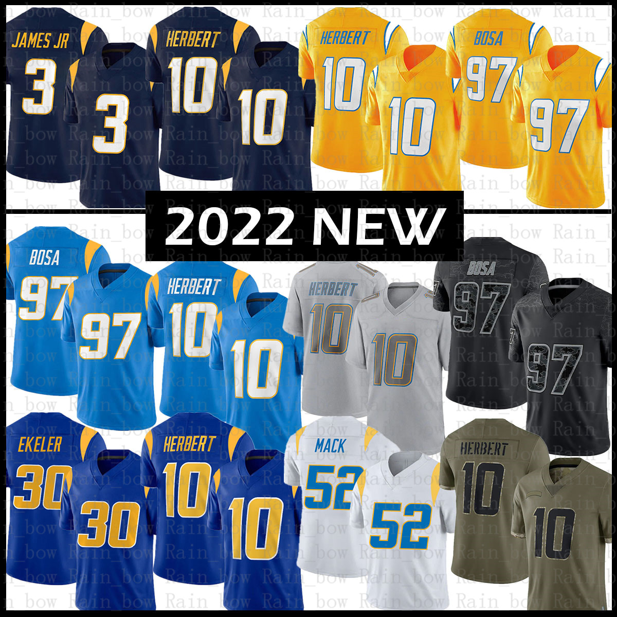 

Kyle Van Noy Justin Herbert Football Jersey Derwin James Jr. Joey Bosa Keenan Allen Mike Williams Austin Ekeler J.C. Jackson Khalil Mack Gerald Everett Zion Johnson, 2022 mens jersey(sd)