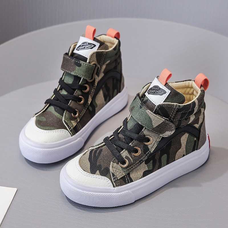 

Flat shoes 2021 New Brand Boys Casual Shoes Army Green Fashion Children's Boots Cool Boy Girl Outdoor Military Camouflage Footwear E08067 L221012