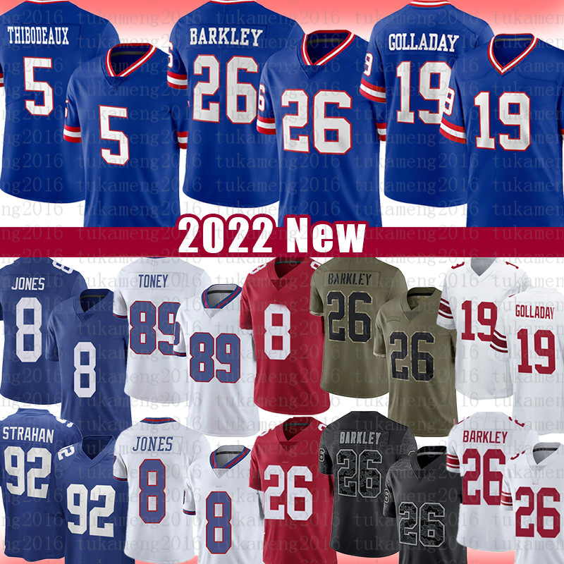 

Kayvon Thibodeaux Evan Neal Football Jersey 26 Saquon Barkley 8 Daniel Jones Kenny Golladay Kadarius Toney Lawrence Taylor Xavier McKinney Thomas Lawrence Shepard, 2022 mens jersey(jr)