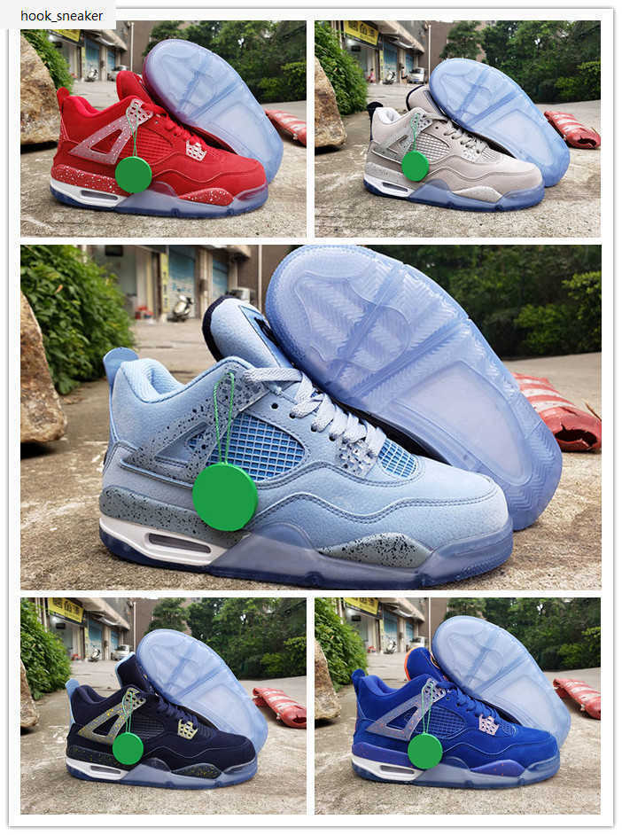 

4 UNC Florida Gators Oklahoma Sooners Georgetown Michigan PE Men Basketball Shoes Cheap 4s Red Grey Powder Blue Mens Sports Sneaker