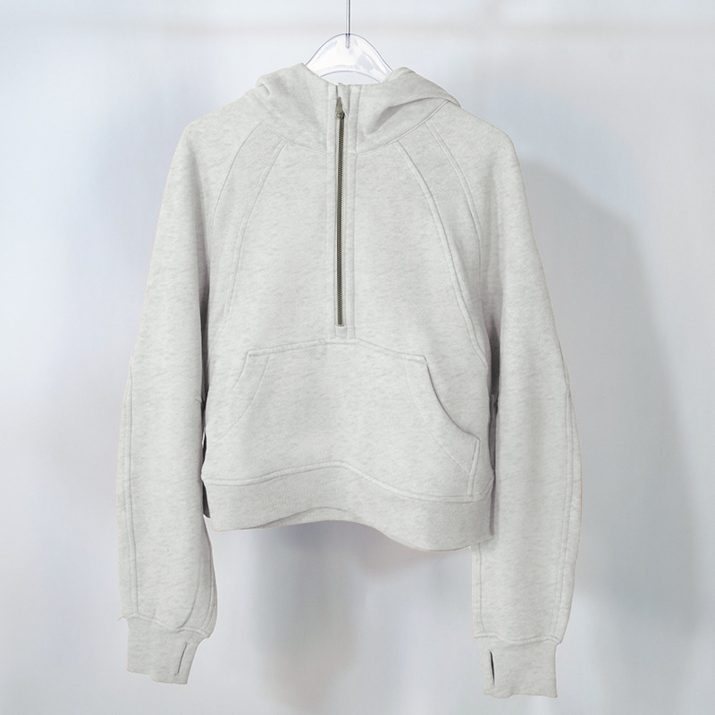 

LL Women' Autumn Hoodies & Sweatshirt Yoga Suit Jacket Ladies Sport Half Zipper thick Loose Short Style With Fleece, Extra shipping cost