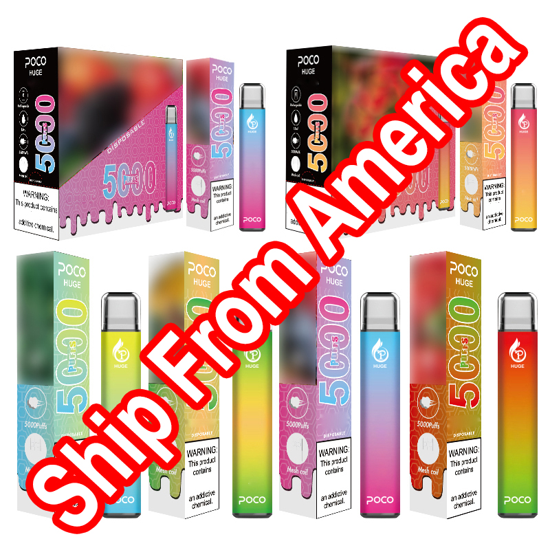 

100% Original e cigarette Poco Huge Disposable Vape Prefilled 15ml Pod 5000 Puffs 950mah Mesh coil rechargeable disposbale vapes ship from America warehouse