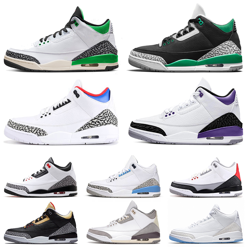2022 Trainers Sports Basketball Chaussures Sneakers Jumpman 3 Lucky Green Men Women Pine Green Dark Iris Ture Blue Knicks Rivals Designer Big Siz