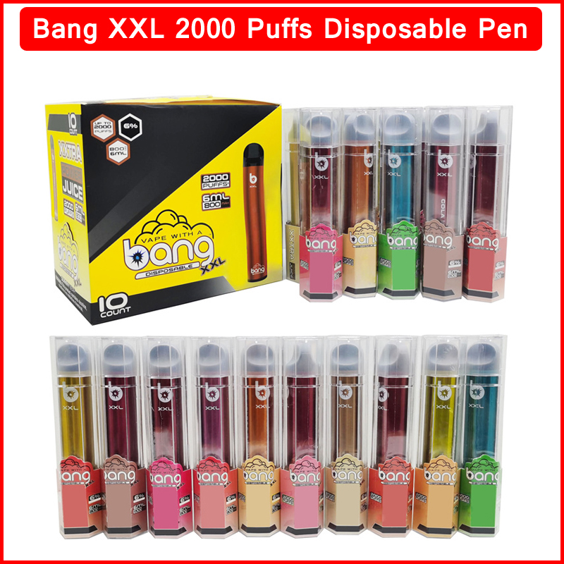 

Bang XXL 2000 Puffs E Cigarette Starter Kit Disposable Vape 800mAh 6ml Pre-filled Pods Cartridges Portable Vaporizers Bangvapes Pen Stick Device Vapes