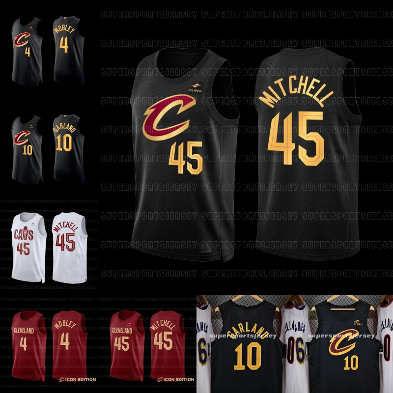 

Cavaliers 2022 -23 Cleveland Donovan Mitchell 45 Basketball Jersey Darius Garland 10 jerseys Kevin Love 0 Jarrett Allen 3Caris LeVert 1, 2022-23 black