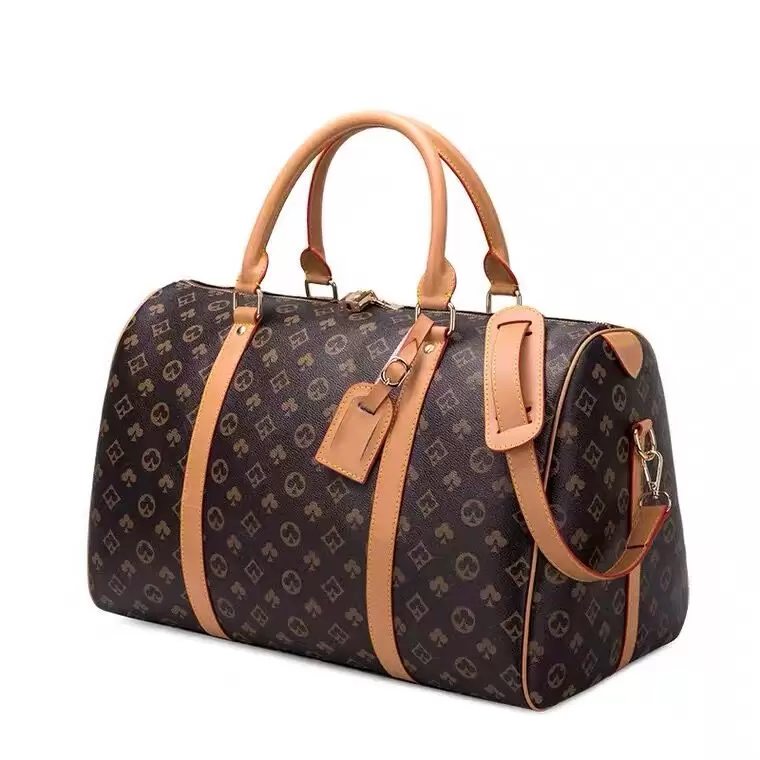 

new fashion men women travel bag duffle bags large capacity sport pu leather luggage handbags 55cm, White