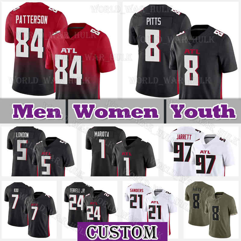 

8 Kyle Pitts Jersey 84 Cordarrelle Patterson Drake London Marcus Mariota AJ Terrell Jr Atlantas Falcon Grady Jarrett Deion Sanders Jones Younghoe Koo Desmond Ridder, Custom men (l y)