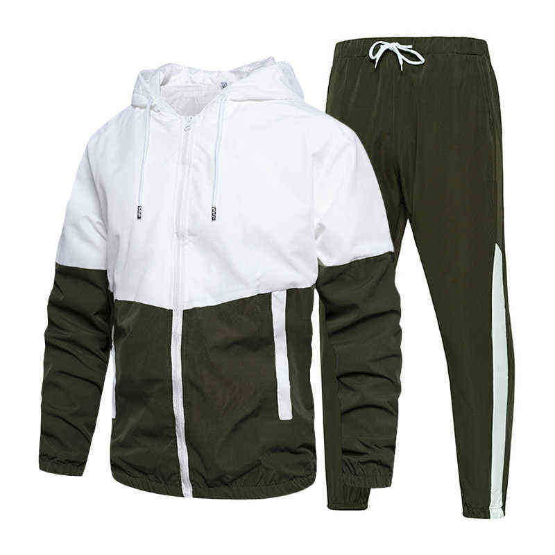 

Spring Autumn Men Tracksuit Casual Set Male Joggers Hooded Sportswear Jackets Pants 2 Piece Sets Hip Hop Running Sports Suit 6XL L220607, 1green
