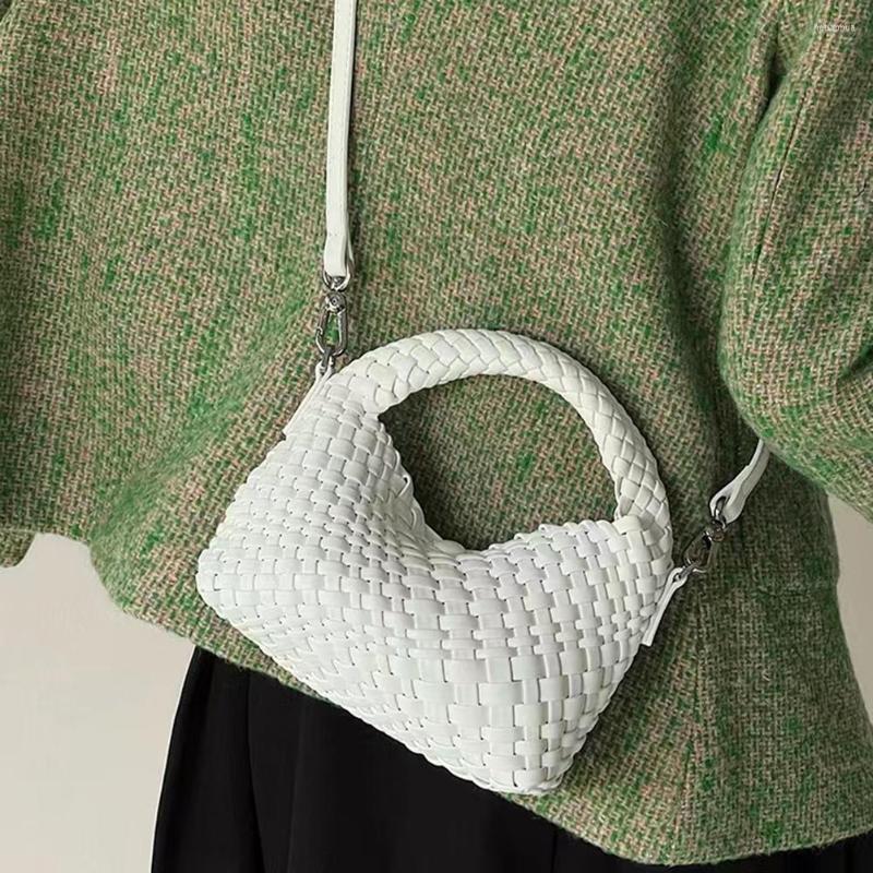 

Evening Bags PU Leather Top-handle Niche Designer Lunch Box Handbag Hand-Woven Flap Purse For Travel Daily Ladies Girl, Black
