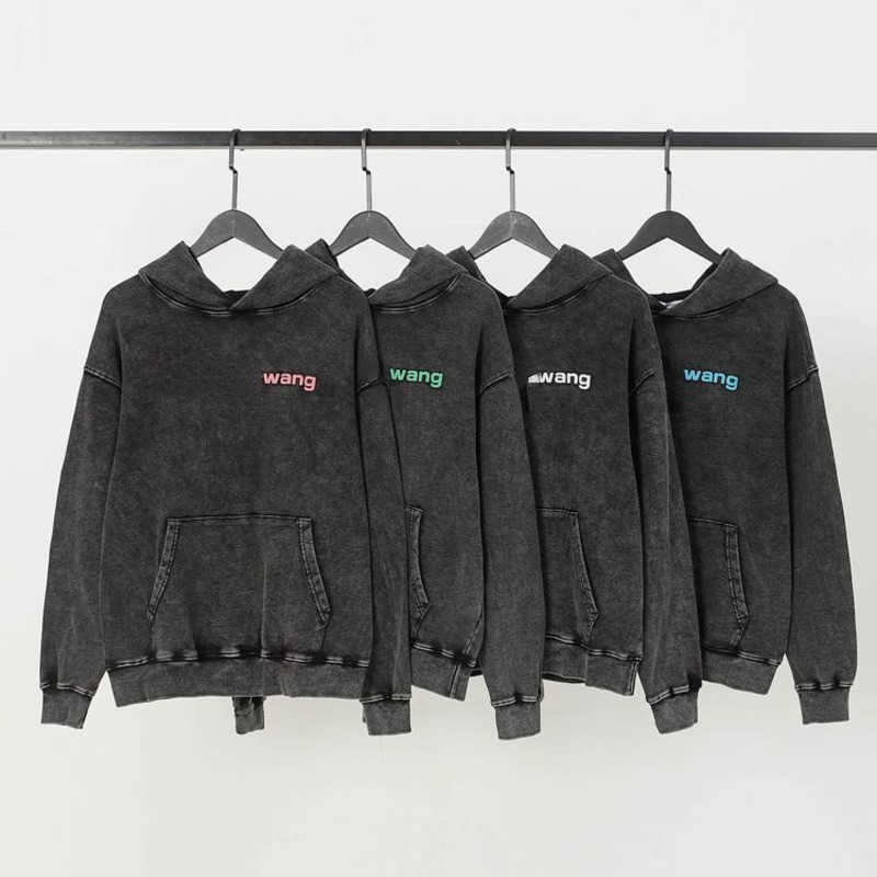 Aw Men Hoodie Wang Designer Sweater Cotton Loose 3D Print Design à manches longues T-shirt Men's Femme's Pullover Sweat à capuche