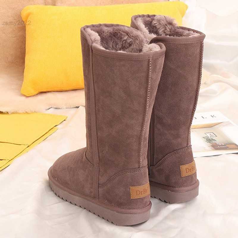 

Women Classic Ladies Girls Winter Snow Boots 2023 Waterproof Warm Genuine Leather Fur Australia Plus Velvet Knee High Winter, Black