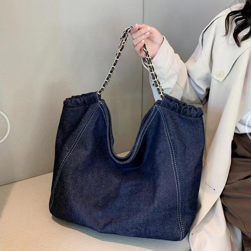 

Pink sugao women tote bag shoulder chain bags handbags luxury top quality large capacity denim purse fashion designer shopping bag changbu-1012-55, Black