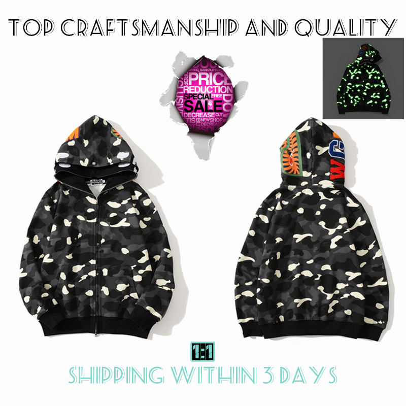 

Top Craftsmanship Mens hoodies tiger full zip jacket designer men women Harajuku stylist Shark sweatshirt Fashion co-branding camouflage Double hat hoodys 4-20, 1 button