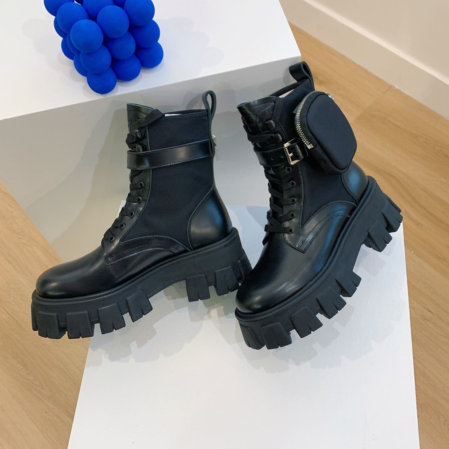 

Women Designers oversized leather Rois Boots Ankle Martin Boots monolith boot military inspired combat Platform womens bottom nylon bouch Fashion shoes with bags, I need look other product