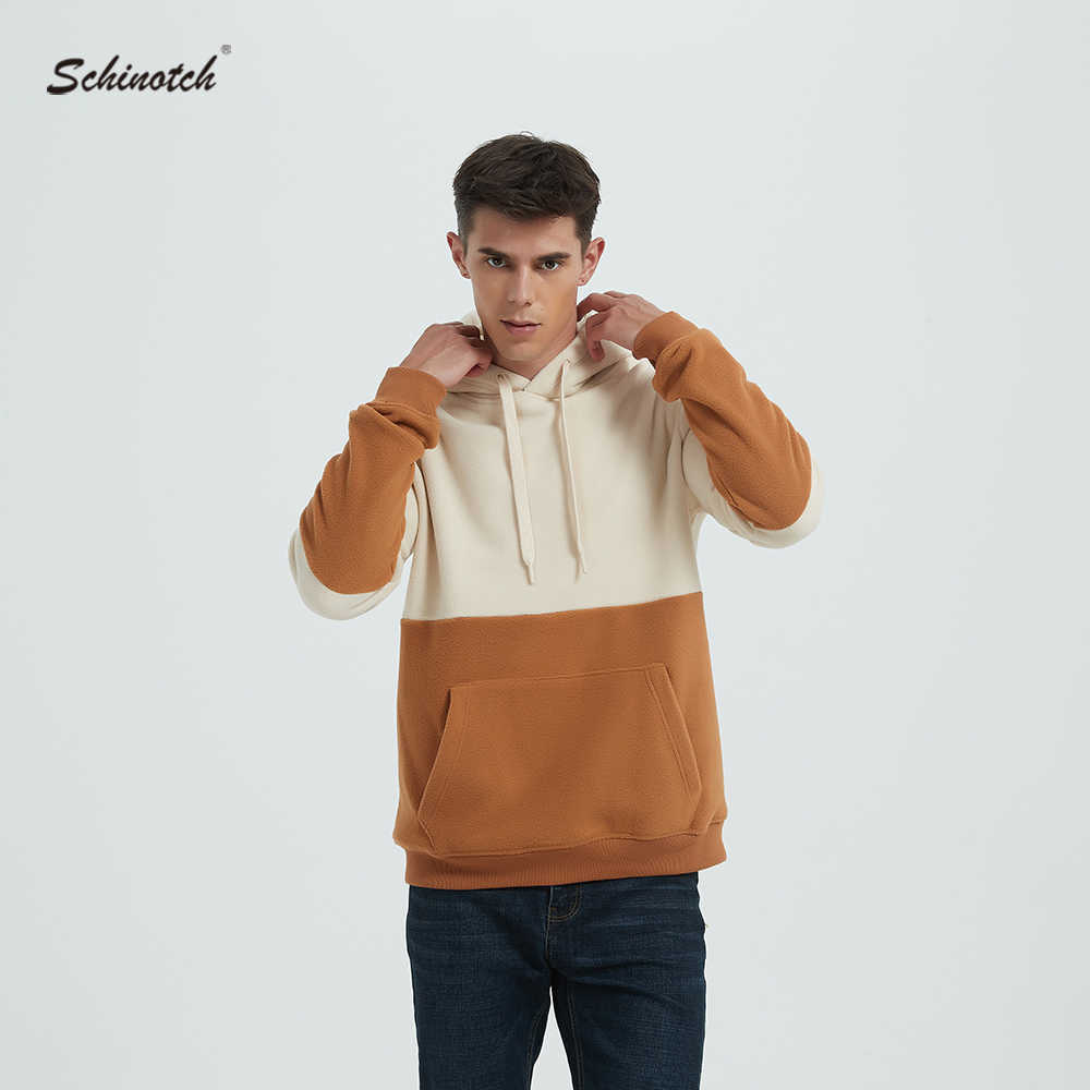 

Men's Hoodies Sweatshirts Sntoch Fleece Hoodie Fashion Patchwork Sweatshirt Fluffy Warm Casual Hooded 2022 Autumn Winter Pullover Male Hoody G221011, Beige