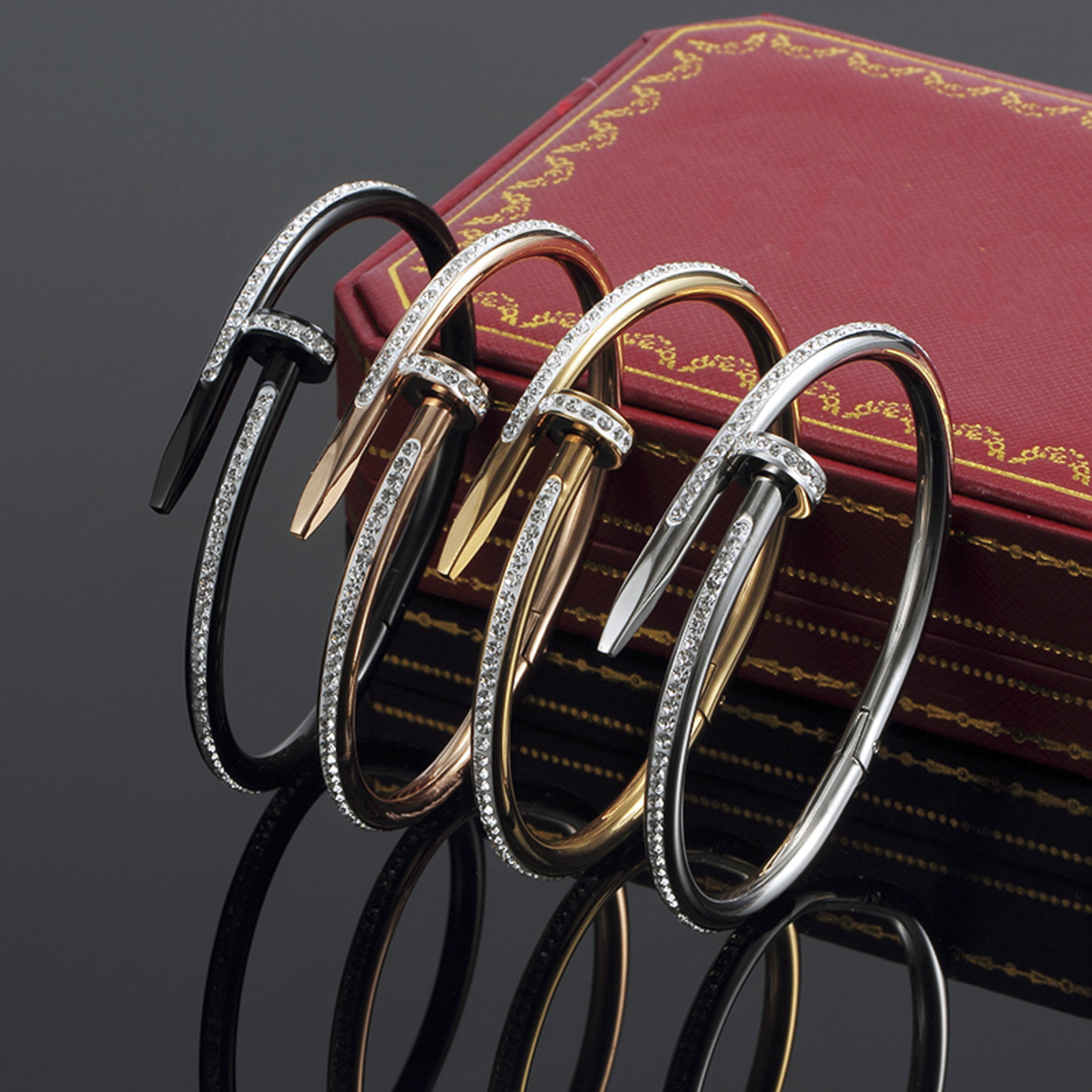 

lovers bracelet women stainless steel Cuff bangle open nails in hands Christmas gifts for girls accessories wholesale