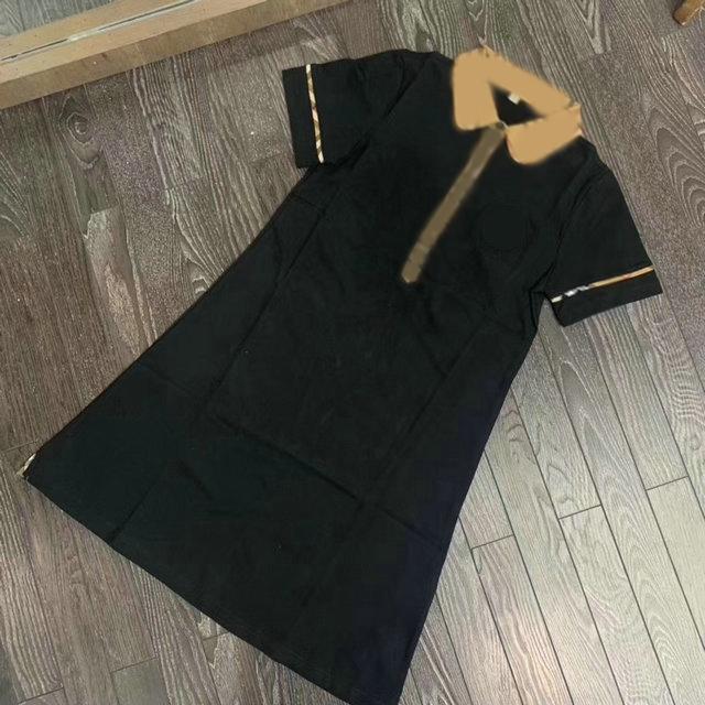 

Women Casual Dresses Classic Knit Dress Fashion Letter Pattern Summer Short Sleeve High Quality Womens Clothing, Black
