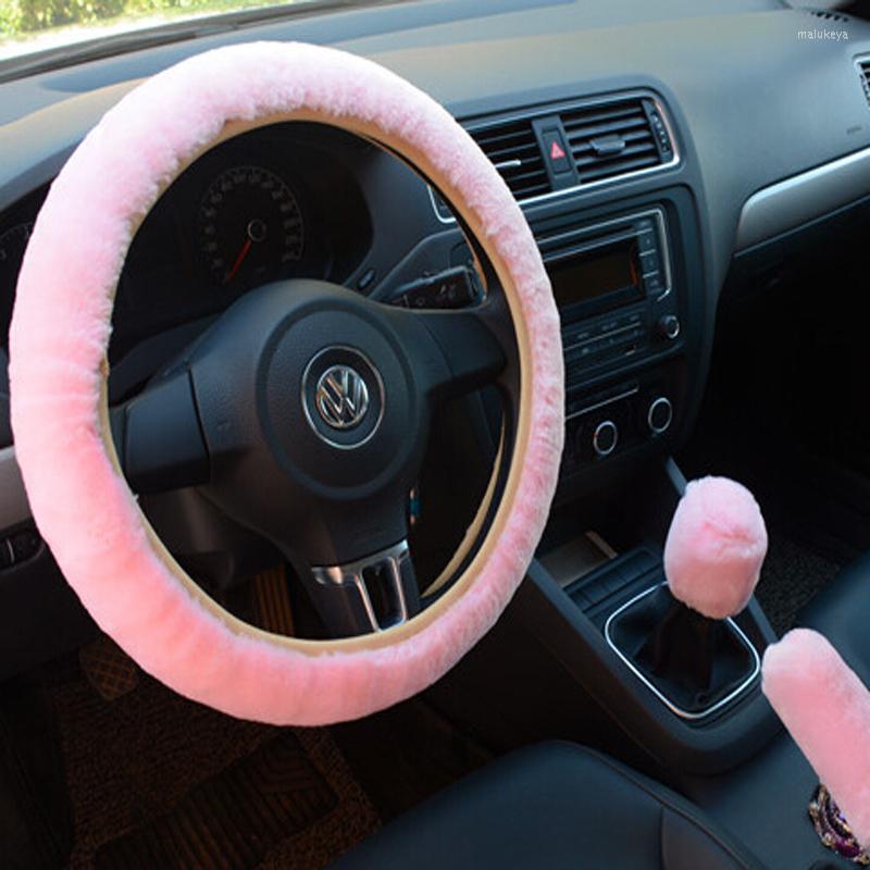 

Steering Wheel Covers Car Cover Gearshift Handbrake Protector Decoration Warm Super Thick Plush Collar Soft