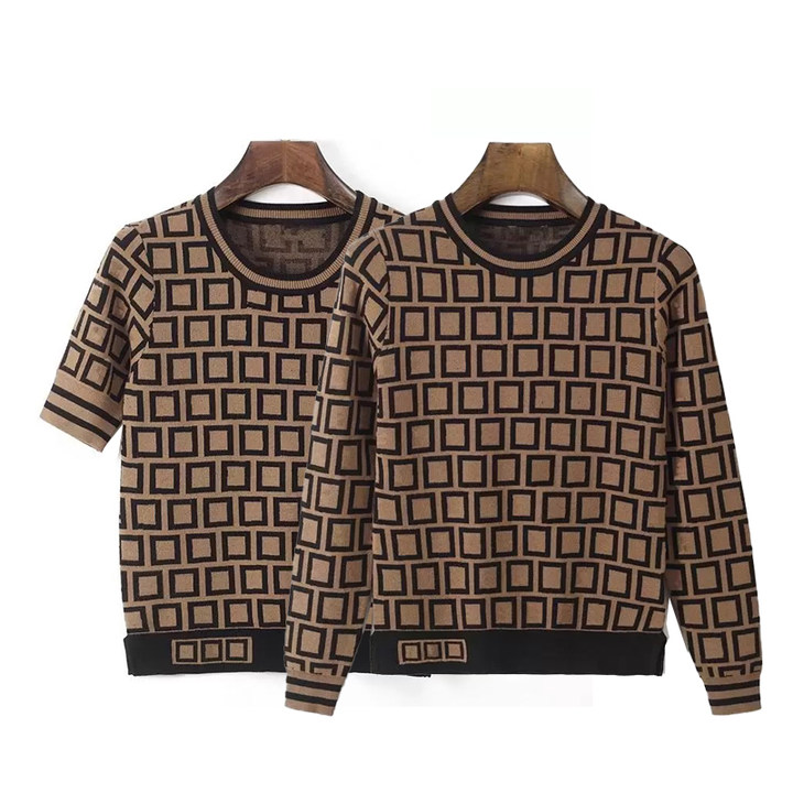 

Women Sweater Woman Knits Tees Long Sleeve Jacquard Knit Maglione Short Sleeve Letters Printing Sweaters Pullover Womens Knitted Top, Extra shipping cost