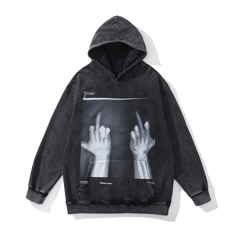 

Hoodie Sweatshirt Hip Hop Letter Printed Vintage Washed Pullover Hoodies