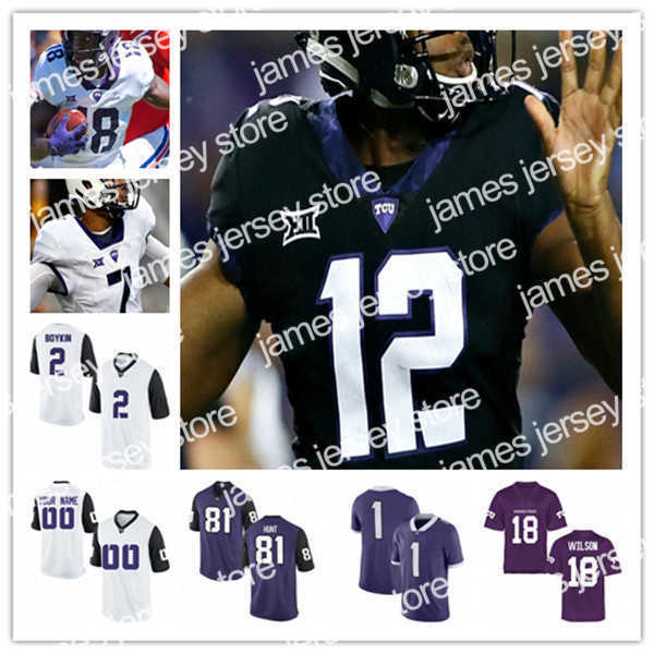 

American College Football Wear Custom College TCU Horned Frogs Football Jersey Max Duggan Blair Conwright Garret Wallow La'Kendrick Van Zandt LaDainian Tomlinson, Men purple