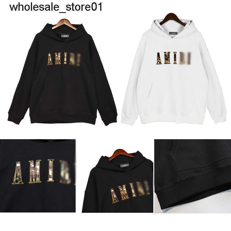 

Men' Hoodies designer Sweatshirts amirs Solid Embroidery Letter Basic Hoodie Autumn Couple Loose White Casual fashion Streetwear Hoodie