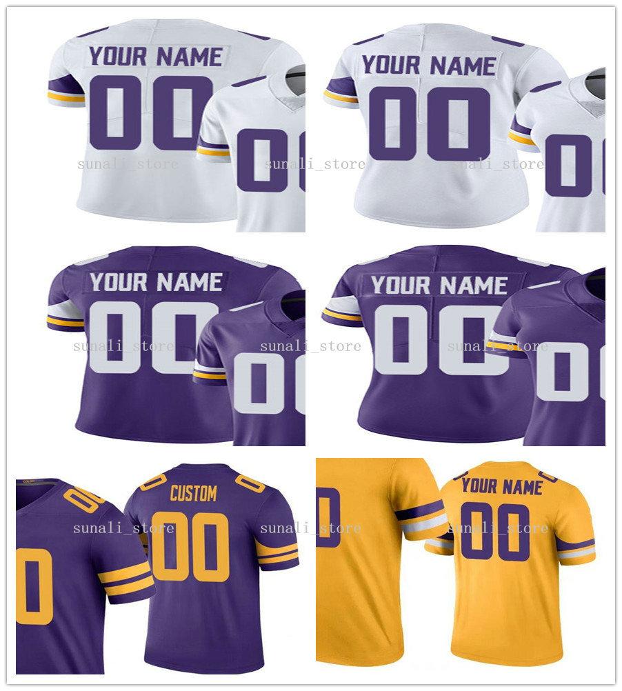 

College wear Custom 2021 Men Women Kids 33 Dalvin Cook 19 Adam Thielen 18 Justin Jefferson 82 Kyle Rudolph 8 Kirk Cousins 22 Harrison Smith, Kids purple