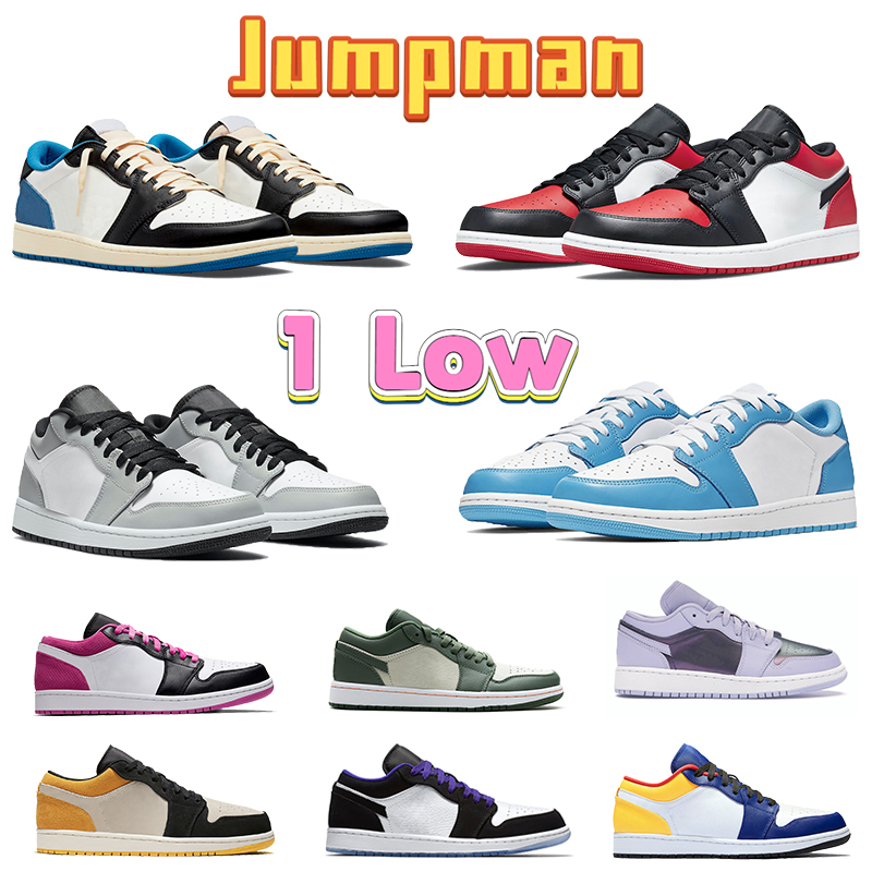 

Jumpman Low 1 1s Basketball Shoes Mens Sneaker Fragment x Cactus Mocha Bred Toe Unc Light Smoke Grey Royal Black Court Purple Mystic Green Men Women Sneakers, #7- guava ice