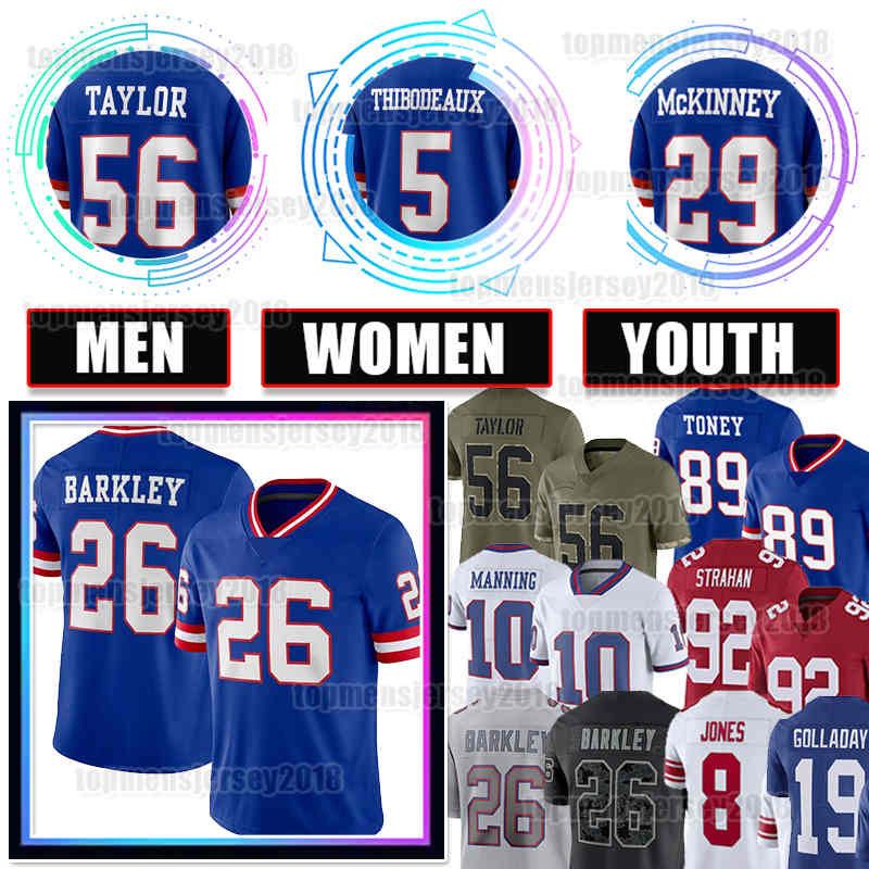 

Saquon Barkley Football Jersey Kayvon Thibodeaux Daniel Jones New Yorks Kadarius Toney Xavier McKinney Lawrence Taylor Eli Manning Giants Thomas Michael Strahan, Women 2022 new jersey(jr)