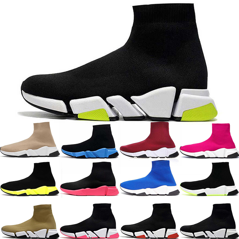 

hotting 1.0 2.0 sock shoes speed trainer black pink blue clear sole volt glitter green grey red volt men women walking sneakers trainers 36-45, 1.0 #color 1