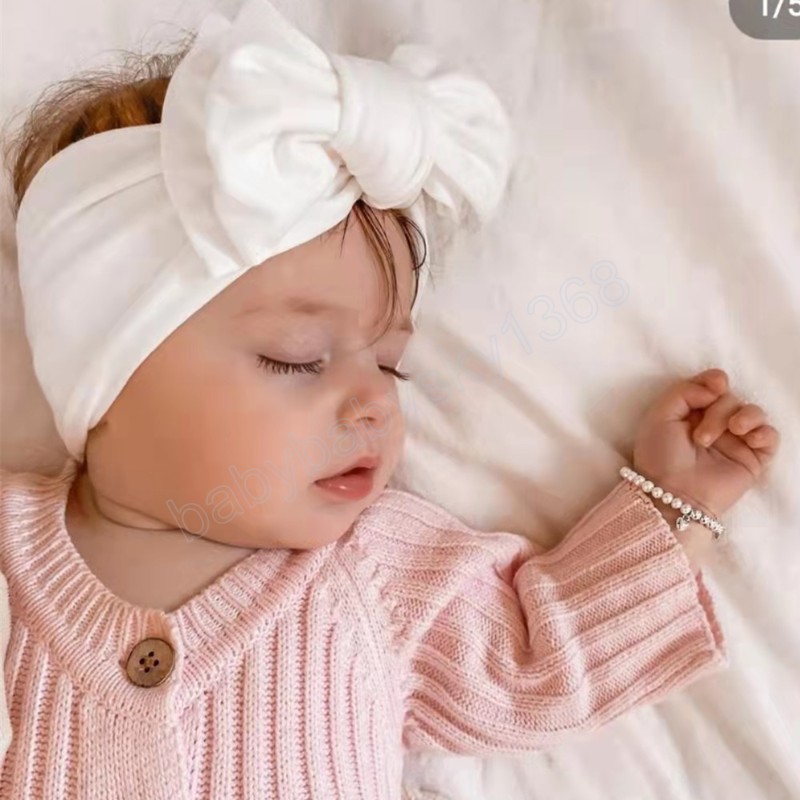 Bandeau de bébé mignon nouveau-né les bandes de cheveux élastiques turban topnot top-nœud à la main